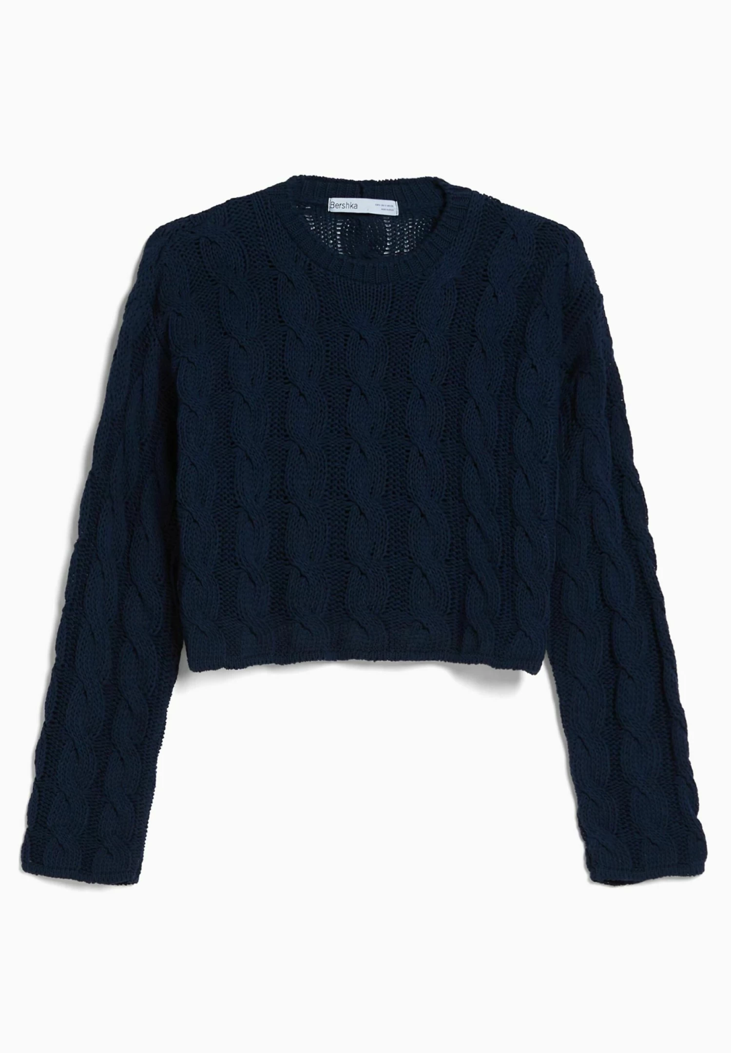 BERSHKA Cable-Round Neck - Trui - Dark Blue 5 BERSHKA Cable-Round Neck - Trui - Dark Blue - Afbeelding 5