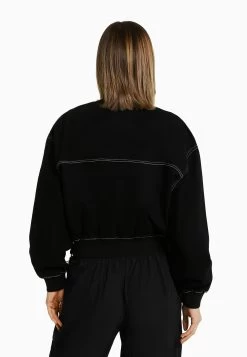 BERSHKA With Contrast Thread - Spijkerjas - Black -Bershka 88633f3d49a64feaae88a4f1f5fabd9b