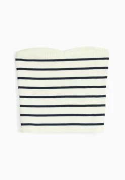 BERSHKA Striped Bandeau Crop - Top - White -Bershka 8a017d586191438c9e895afea7964b2b