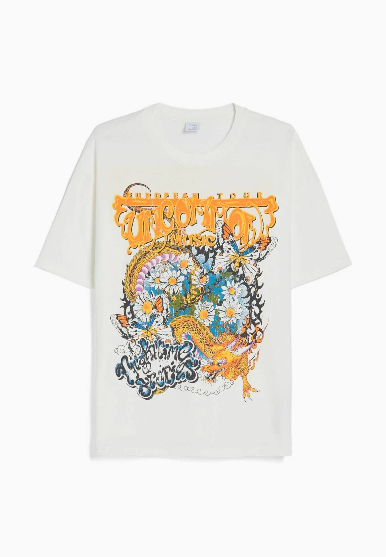 BERSHKA Printed Oversize Short Sleeve- T-Shirt Print - Beige 5 BERSHKA Printed Oversize Short Sleeve- T-Shirt Print - Beige - Afbeelding 5