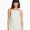BERSHKA Fitted Blend Mini Halter - Etui-Jurk - White