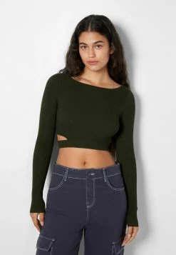 BERSHKA Cut-Out - 01665623 - Trui - Dark Green