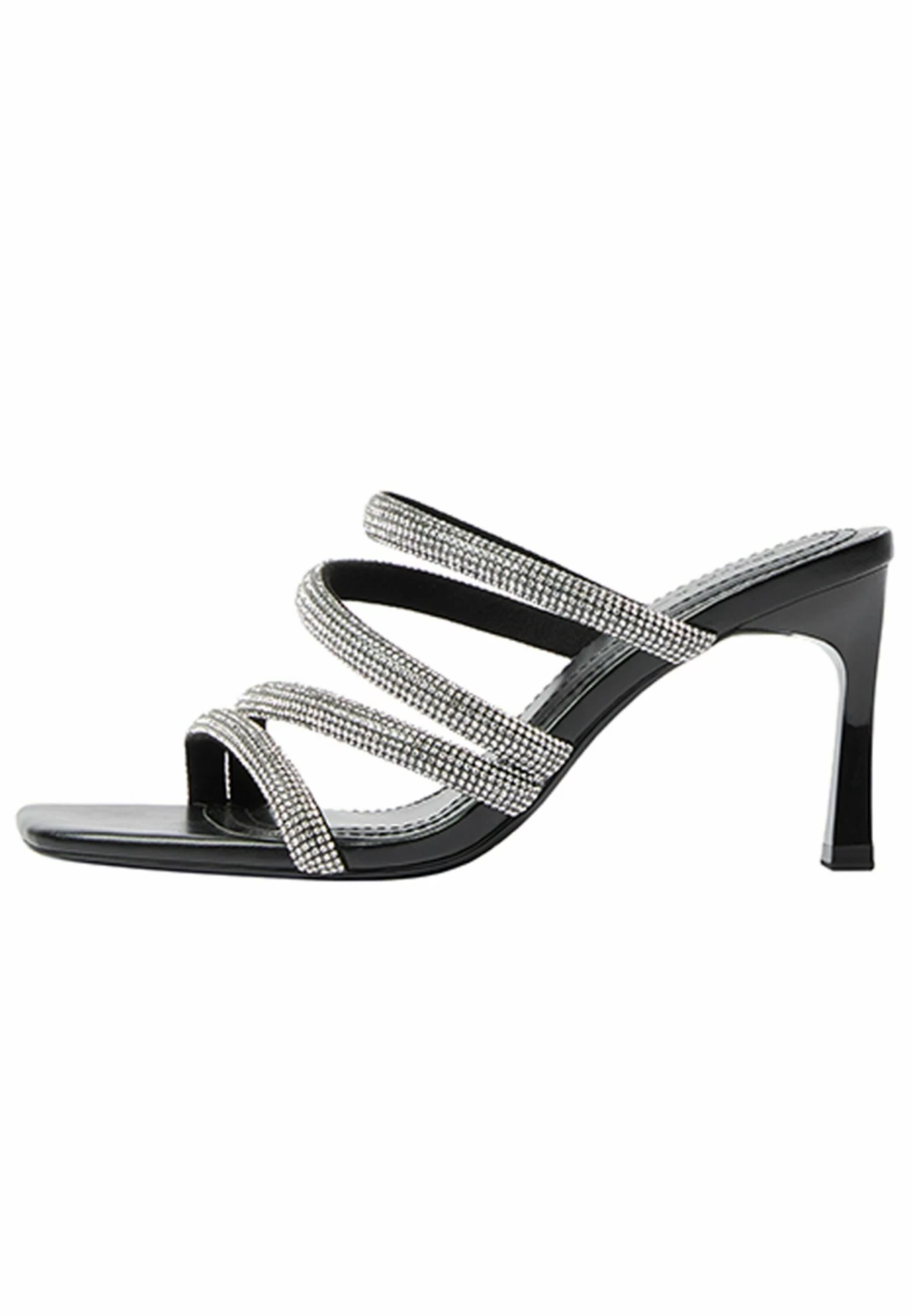 BERSHKA With Rhinestone Straps- Muiltjes Met Hak - Black 2 BERSHKA With Rhinestone Straps- Muiltjes Met Hak - Black - Afbeelding 2