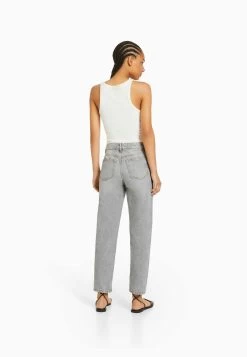 BERSHKA Slim Fit Jeans - Mottled Light Grey -Bershka 8d24c949b89b4b5aa10e6ade630eaf6e