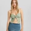 BERSHKA Rustic Blonde Bandeau - Blouse - Khaki