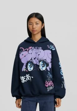 BERSHKA Printed - Hoodie - Multi Coloured