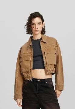 BERSHKA With Pockets - Spijkerjas - Camel