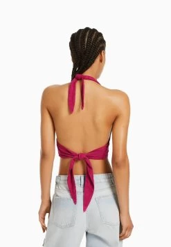 BERSHKA Rustic Blend - Crop - Top - Dark Purple -Bershka 930bace5283541d28f912105c2ec09db