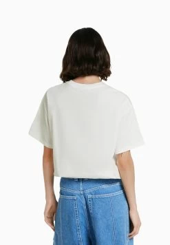 BERSHKA Short Sleeve Tupac - T-Shirt Print - White -Bershka 933f767eb6254ff98258278070fb244f