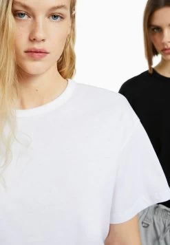 BERSHKA 2-Pack Short Sleeve - T-Shirt Basic - White -Bershka 93d1dc744d744bb981f5fe6051d24925