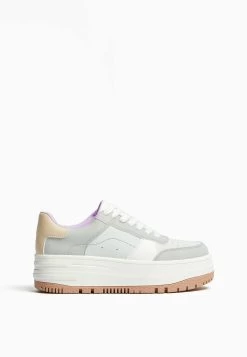BERSHKA Contrast Platform - Sneakers Laag - Beige -Bershka 93f397ced2154b3ebc4de600c23fdde2