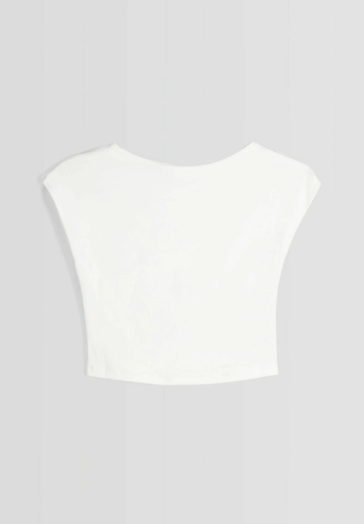 BERSHKA Short Sleeve Open Back - T-Shirt Basic - Beige 6 BERSHKA Short Sleeve Open Back - T-Shirt Basic - Beige - Afbeelding 6