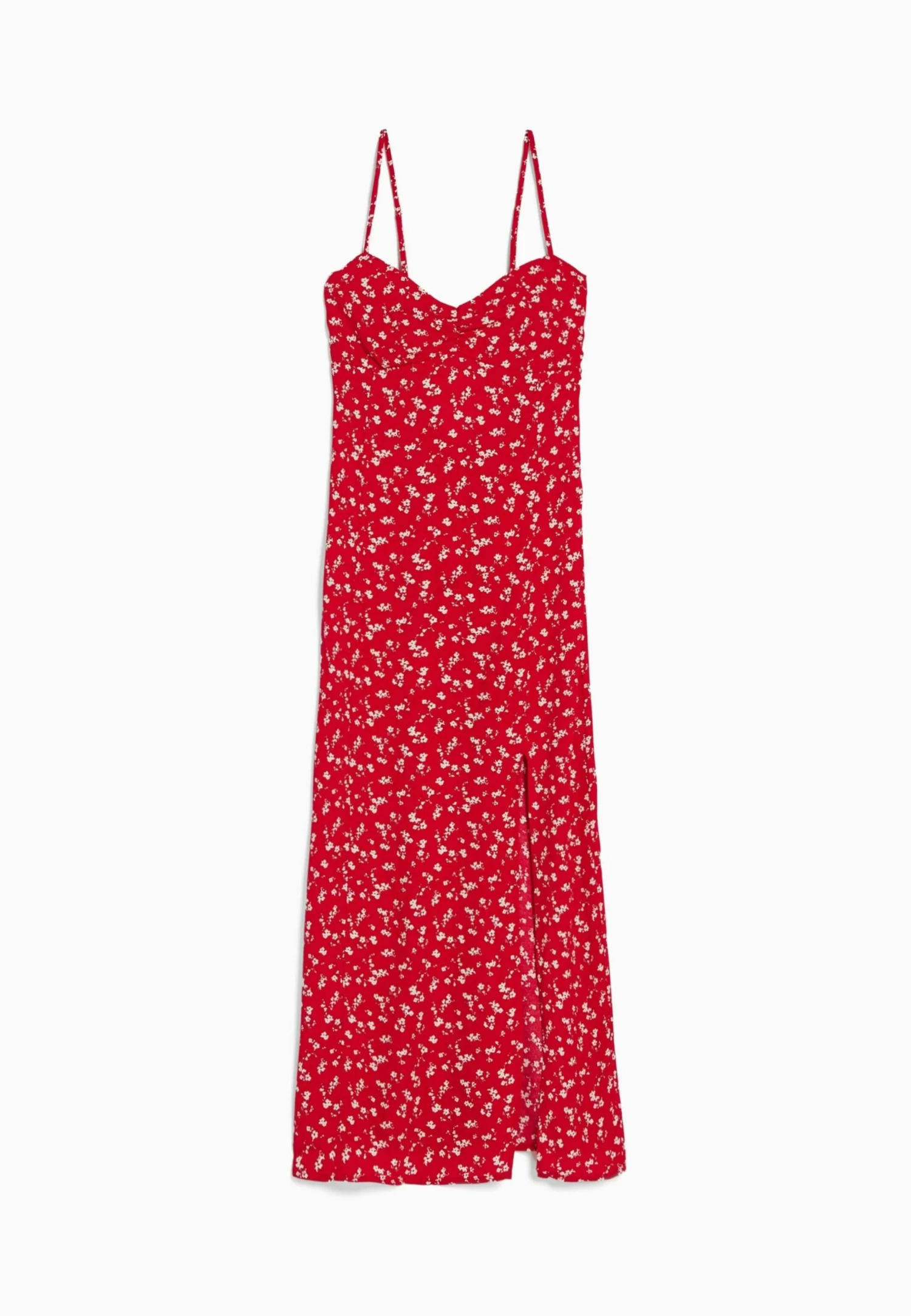 BERSHKA Strappy Floral - Midi - Jurk - Red 5 BERSHKA Strappy Floral - Midi - Jurk - Red - Afbeelding 5