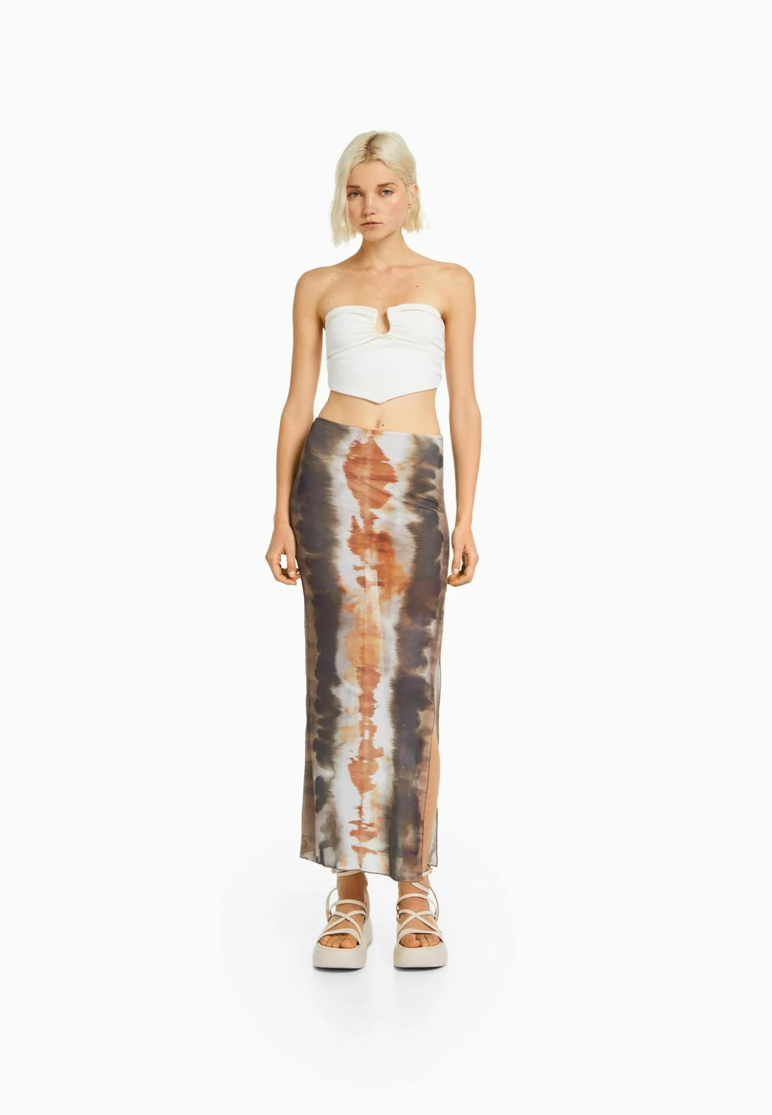 BERSHKA Tie Dye- Maxirok - Dark Brown 1 BERSHKA Tie Dye- Maxirok - Dark Brown