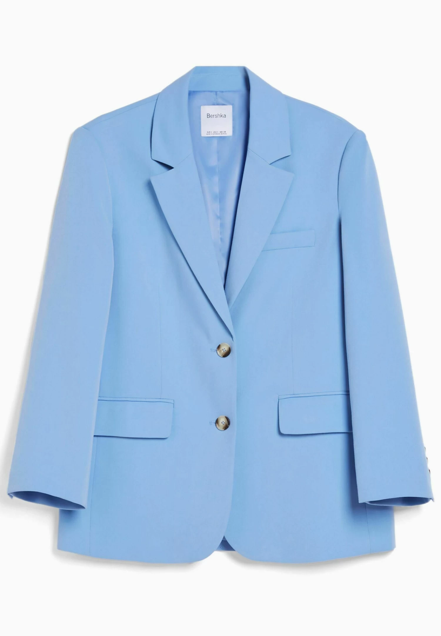 BERSHKA Tailored Cut- Halflange Jas - Light Blue 5 BERSHKA Tailored Cut- Halflange Jas - Light Blue - Afbeelding 5