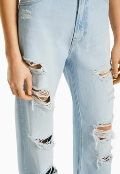 BERSHKA Wide-Leg Ripped - Flared Jeans - Light Blue 8 BERSHKA Wide-Leg Ripped - Flared Jeans - Light Blue -Bershka 988abde7a8be4c2399b0186b70858b4b