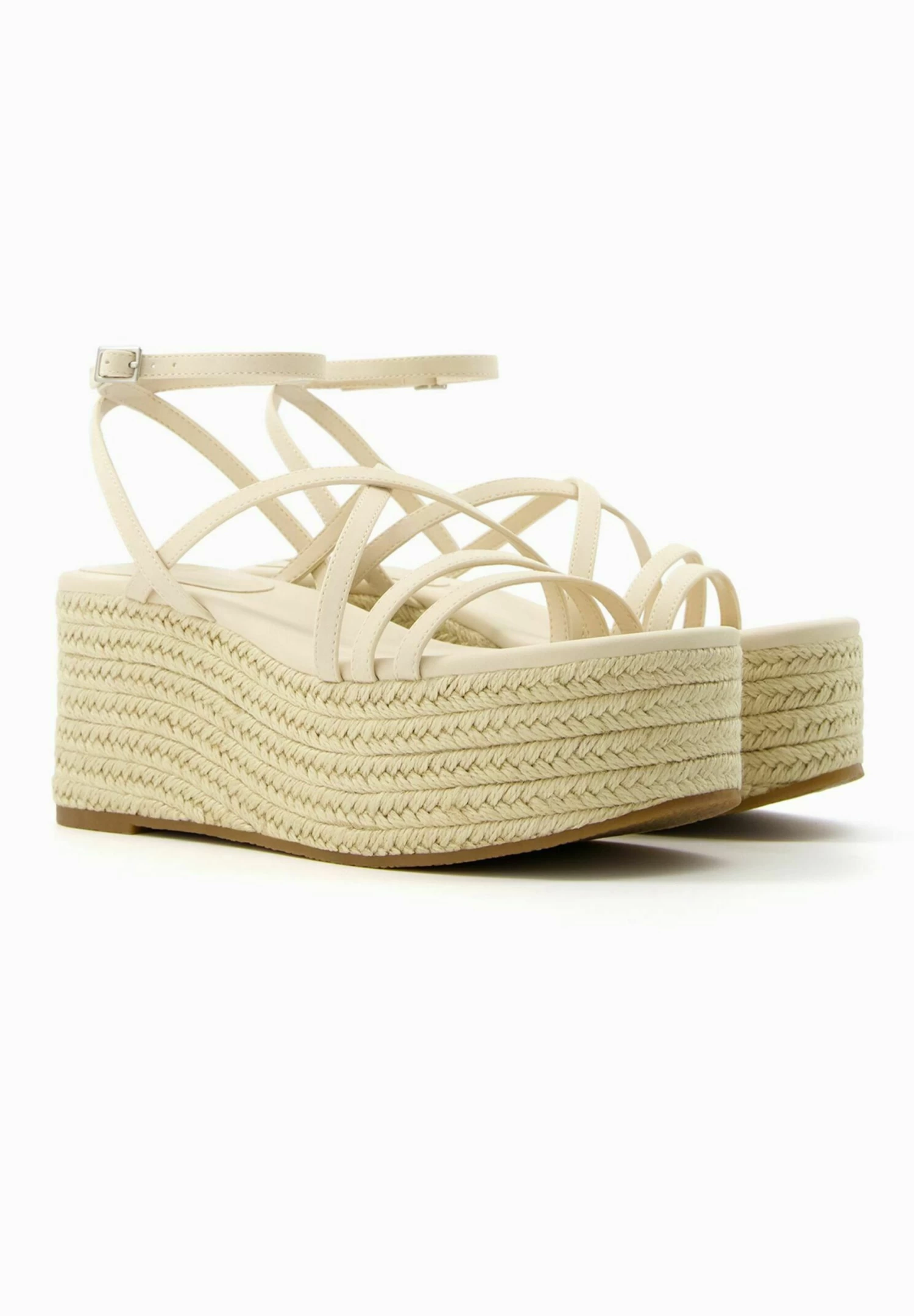 BERSHKA Multi-Strap With Ankle Strap- Sandalen Met Sleehak - Beige 3 BERSHKA Multi-Strap With Ankle Strap- Sandalen Met Sleehak - Beige - Afbeelding 3