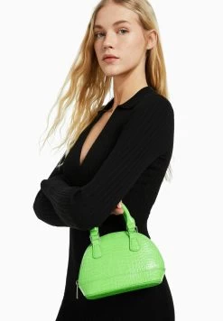 BERSHKA Mini Mock Croc - Handtas - Green