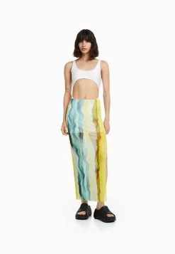 BERSHKA Tie Dye- Maxirok - Green