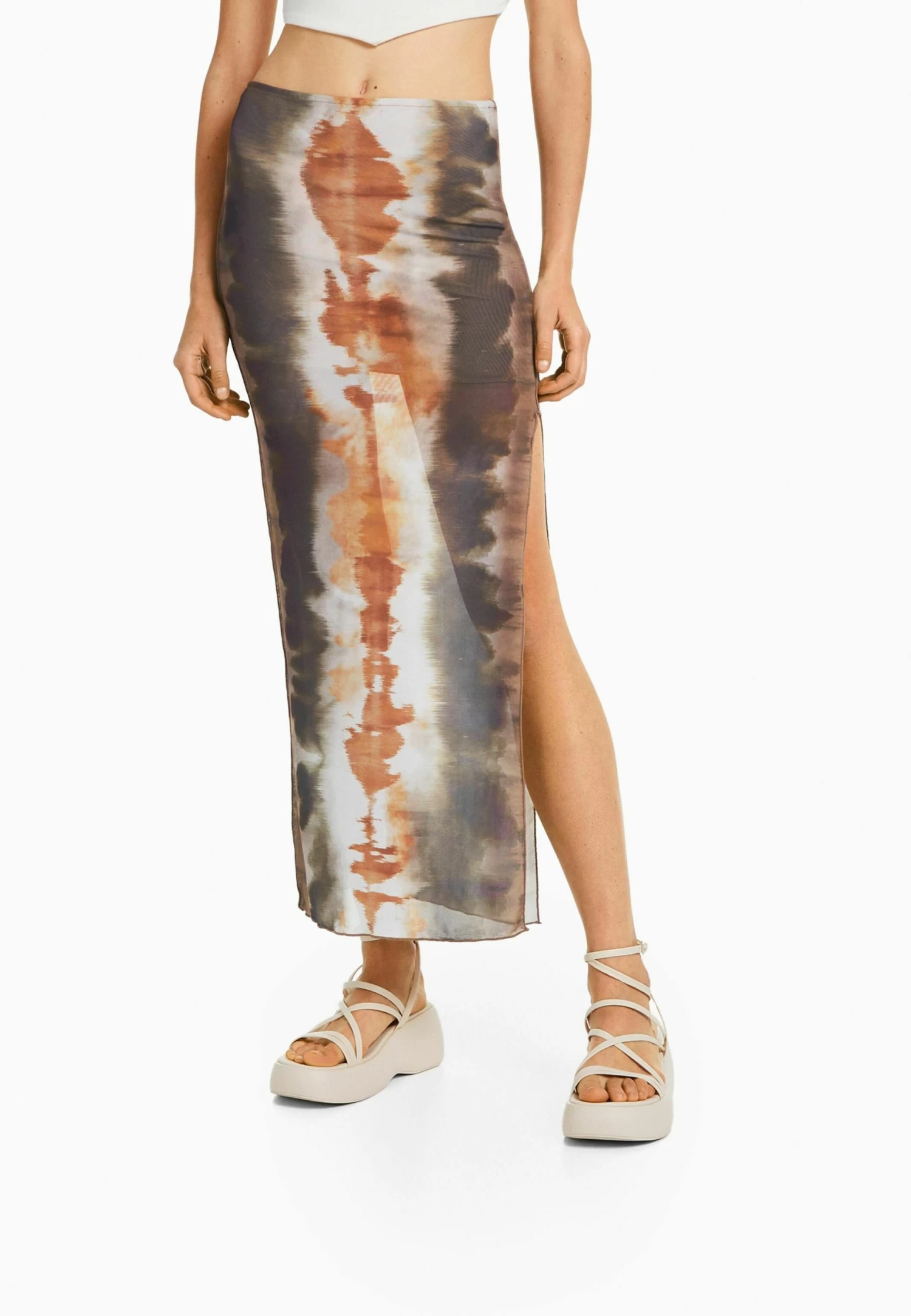 BERSHKA Tie Dye- Maxirok - Dark Brown 2 BERSHKA Tie Dye- Maxirok - Dark Brown - Afbeelding 2