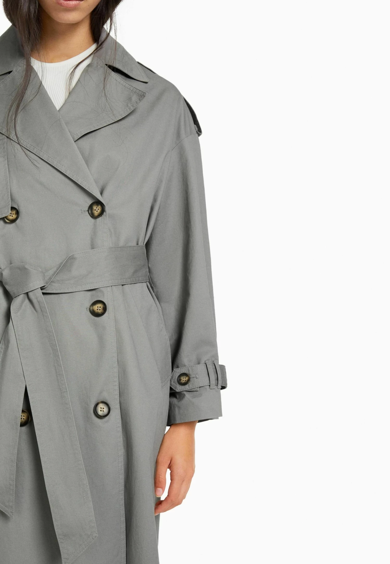 BERSHKA Trenchcoat - Grey 4 BERSHKA Trenchcoat - Grey - Afbeelding 4