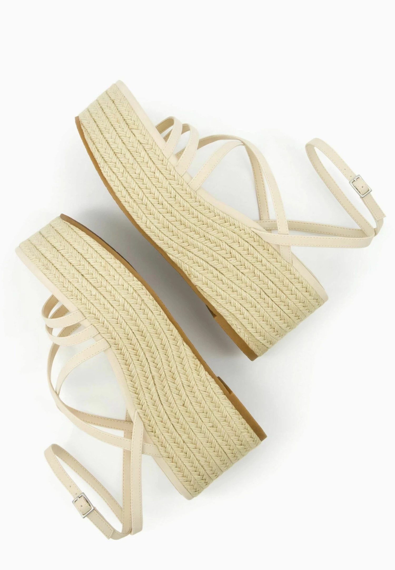 BERSHKA Multi-Strap With Ankle Strap- Sandalen Met Sleehak - Beige 6 BERSHKA Multi-Strap With Ankle Strap- Sandalen Met Sleehak - Beige - Afbeelding 6