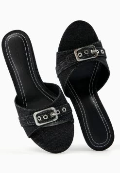 BERSHKA Heeled - Muiltjes Met Hak - Black -Bershka 9e57634cc94d4a59bd3ac71d13816196