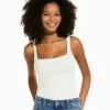 BERSHKA Monochrome Strappy- Top - Off White