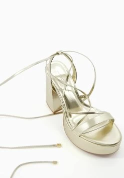 BERSHKA Tied - Sandalen Met Hoge Hak - Gold Coloured -Bershka 9f9311aef64d4070b98237bf59da2bc5