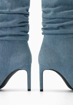 BERSHKA Slouchy Heeled - Korte Laarzen - Blue Denim -Bershka 9f95641f60784c2c9a8d93cc26fd7799