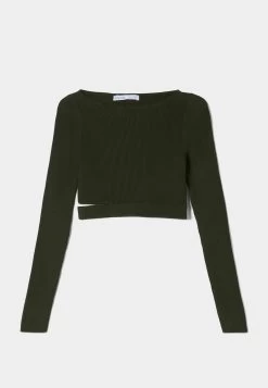 BERSHKA Cut-Out - 01665623 - Trui - Dark Green -Bershka a15c71a4219f49f8b3c57894bd290e9d