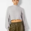 BERSHKA Long Sleeve High Neck 07788831 - Trui - Mottled Grey