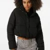 BERSHKA Short Puffer- Winterjas - Black