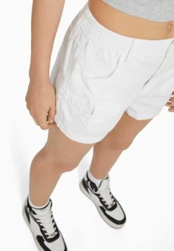 BERSHKA Multi - Shorts - White -Bershka a35ecdd8afbc4b8891bbad07ca255a53