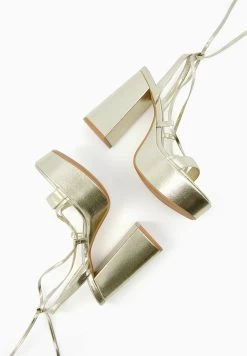 BERSHKA Tied - Sandalen Met Hoge Hak - Gold Coloured -Bershka a3a404d8f5194ea3b3ee47f82de5aab7
