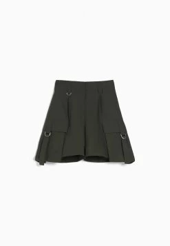BERSHKA Pockets And Straps- Shorts - Dark Green -Bershka a45275f1f22f497aa0e17128aecd210c