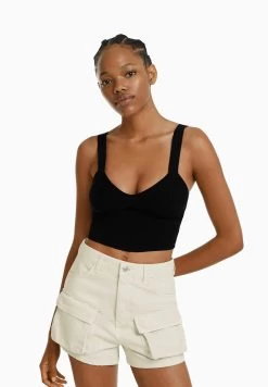 BERSHKA Jeansshort - White