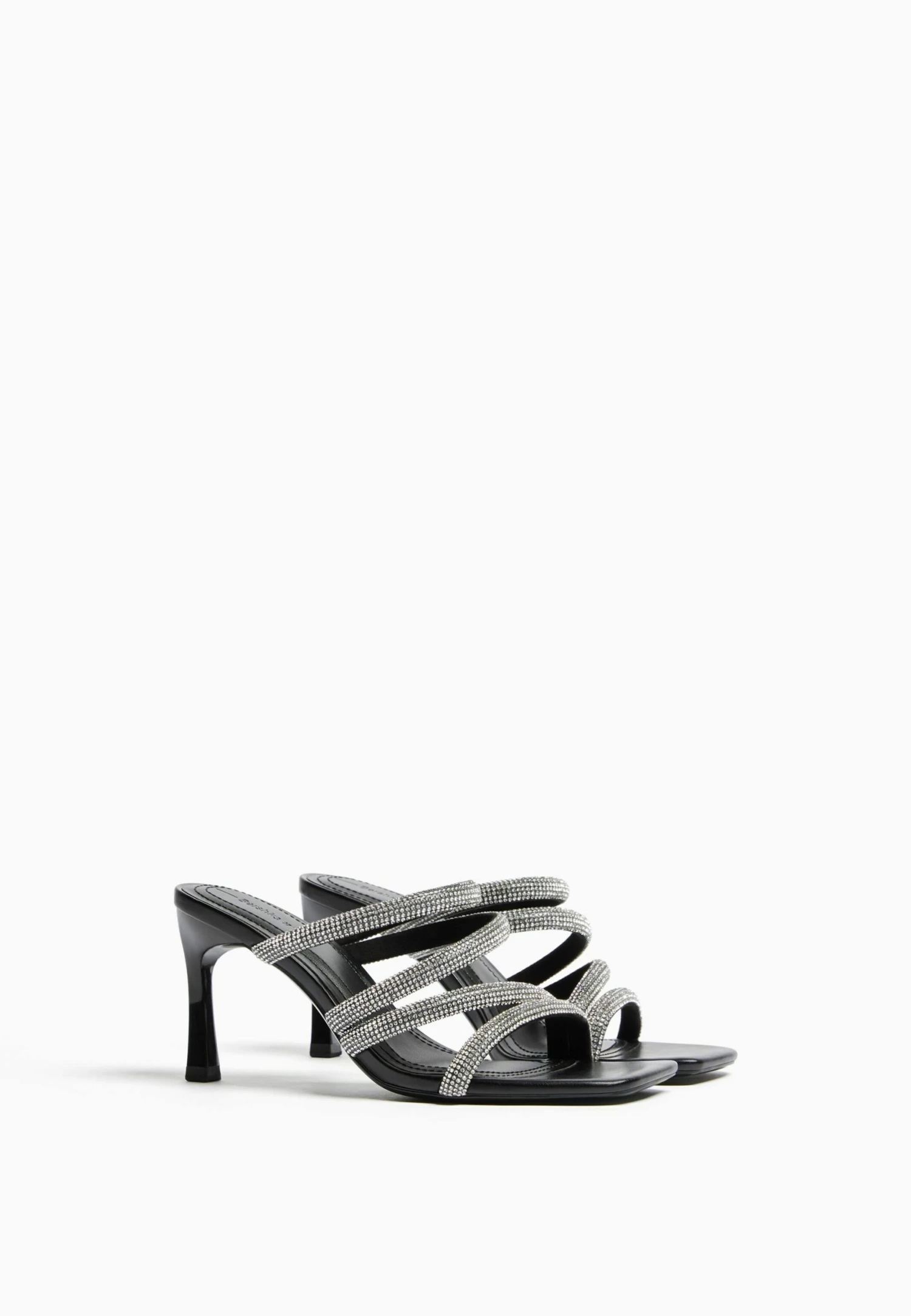 BERSHKA With Rhinestone Straps- Muiltjes Met Hak - Black 3 BERSHKA With Rhinestone Straps- Muiltjes Met Hak - Black - Afbeelding 3