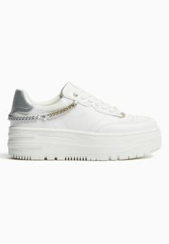 BERSHKA Chain Detail - Sneakers Laag - White -Bershka a55ee0e269c84010ad1c07871a193042