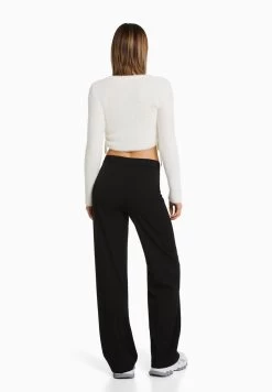 BERSHKA Wide Leg Tailored - Broek - Black -Bershka a57612d276a84569ba214421934aaca3