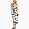 BERSHKA Printed Cut-Out - Etui-Jurk - Black/White