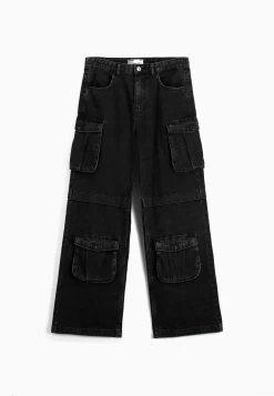 BERSHKA Multi-Pocket- Flared Jeans - Black -Bershka a5e2f42cce9648bd899ffaefd85528cb