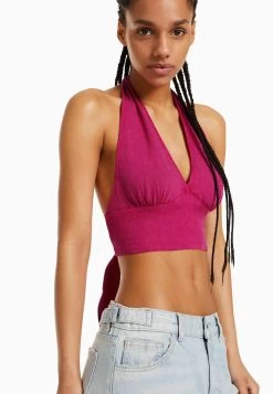 BERSHKA Rustic Blend - Crop - Top - Dark Purple -Bershka a77b31849df34c739783543458111620