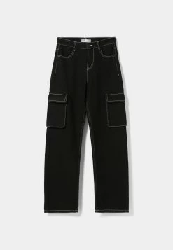 BERSHKA Cargo - Relaxed Fit Jeans - Black -Bershka a82326d710e7427ab97ab3ca98b28565