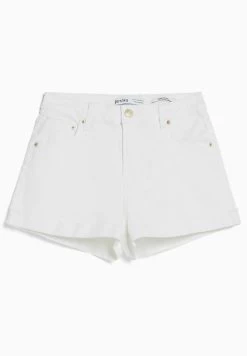 BERSHKA Comfort With Turn-Up Hems - Shorts - Off White -Bershka a8cf19747ff44dbcbdfac5914cfc6d0a