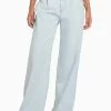 BERSHKA Wide Leg90S Tie- Straight Leg Jeans - Light Blue