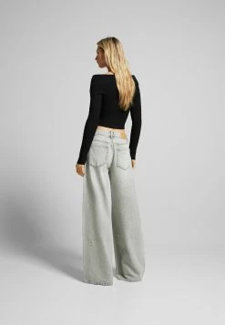 BERSHKA Wide-Leg - Flared Jeans - Mottled Light Grey -Bershka aa4a20c168c14f41a143c634bdc3dcb2