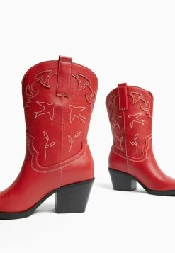 BERSHKA Heeled- Cowboy-/Bikerlaarsjes - Red -Bershka aae8333b1fdf445c87c3c226d031cade