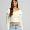 BERSHKA With Bardot Collar - Vest - White