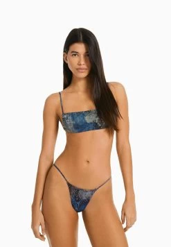 BERSHKA Paisley Print Set - Bikini - Royal Blue